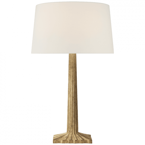 Visual Comfort & Co. Signature Collection Strie Column Table Lamp, 1-Light, Gilded Iron, Linen Shade, 29.75"H (CHA 8707GI-L D32F3) 