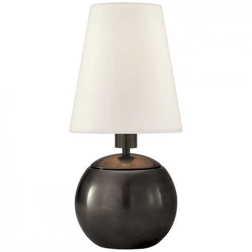 Visual Comfort & Co. Signature Collection Terri Tiny Terri Round Accent Lamp, 1-Light, Bronze, Linen Shade, 10.25"H (TOB 3051BZ-L D32FF) 