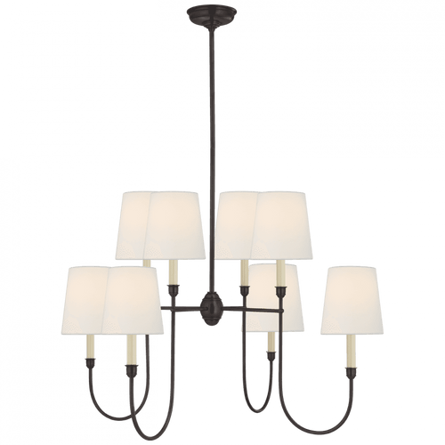 Visual Comfort & Co. Signature Collection Vendome Large Chandelier, 8-Light, Bronze, Linen Shade, 43"H (TOB 5008BZ-L D32GD) 
