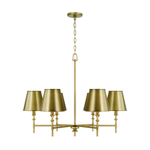 Capital Whitney Chandelier, Aged Brass, 34"W 