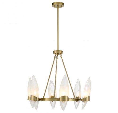 Savoy House Nouvel Chandelier, 6-Light, Warm Brass, Glass Shade, 27"W (1-5500-6-322 ALRPX) 