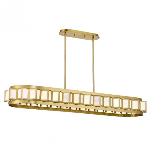 Savoy House Gideon Linear Chandelier, 8-Light, Warm Brass, 14.5"W (1-3165-8-322 ALRPJ) 