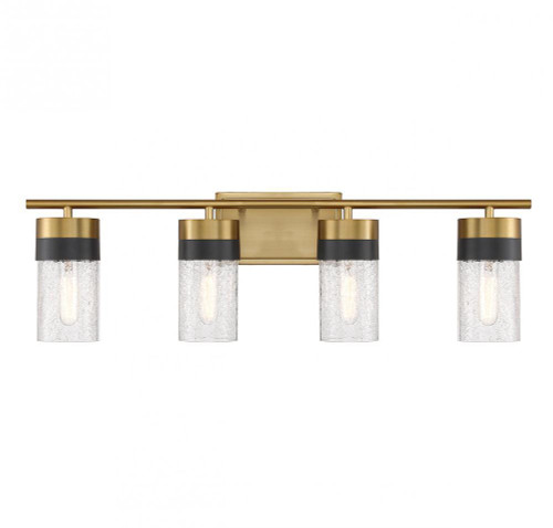 Savoy House Brickell Bathroom Vanity Light, 4-Light, Warm Brass, Glass Shade, 30"W (8-3600-4-322 ALTN7) 