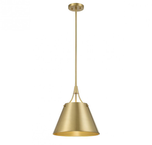 Savoy House Willis Pendant, 1-Light, Warm Brass, Metal Shade, 15.5"H (7-4499-1-322 ALUN6) 