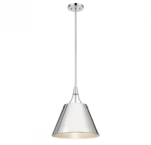 Savoy House Willis Pendant, 1-Light, Polished Nickel, Metal Shade, 15.5"H (7-4499-1-109 ALUN5) 