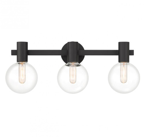Savoy House Wright Bathroom Vanity Light, 3-Light, Matte Black, Glass Shade, 25"W (8-3076-3-BK ALUP6) 
