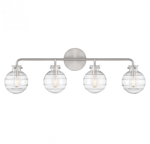 Savoy House Mason Bathroom Vanity Light, 4-Light, Satin Nickel, Glass Shade, 30.5"W (8-4300-4-SN ALUPG) 