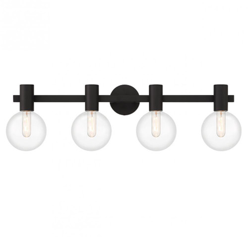 Savoy House Wright Bathroom Vanity Light, 4-Light, Matte Black, Glass Shade, 34"W (8-3076-4-BK ALUP9) 