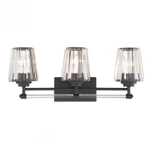 Savoy House Garnet Bathroom Vanity Light, 3-Light, Matte Black, Crystal Shade, 24"W (8-6001-3-BK ALUPV) 