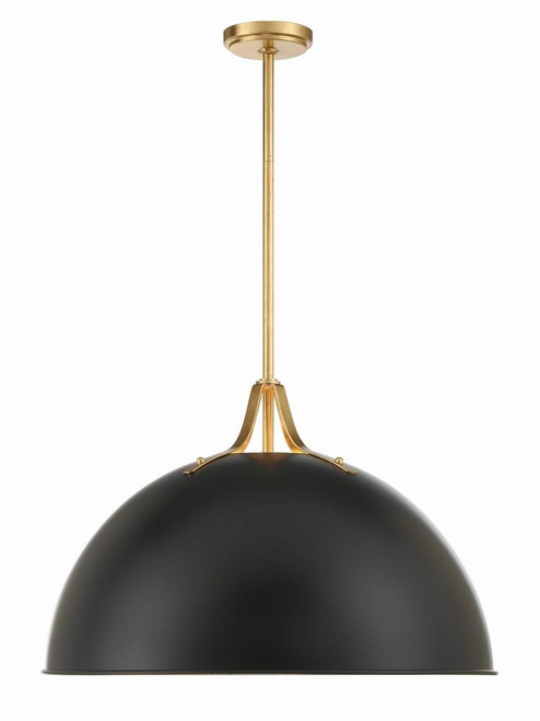 Crystorama Soto Chandelier - Matte Black, Antique Gold 15.75"H 