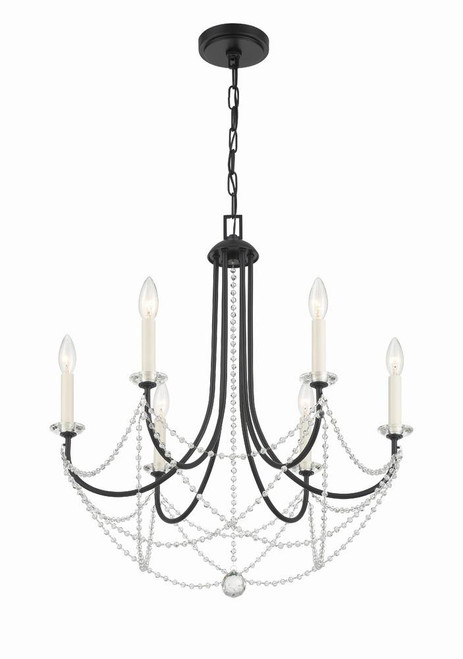 Crystorama Delilah Chandelier - Matte Black 27.5"H 