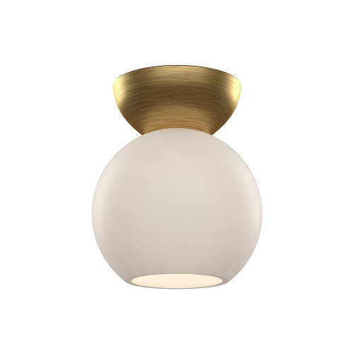 Kuzco Lighting Inc Arcadia 6-in Brushed Gold/Opal Glass Semi-Flush Mount 