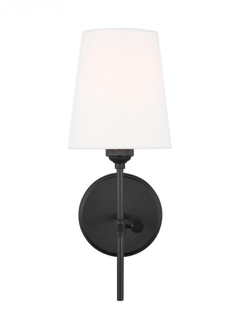 Visual Comfort & Co. Studio Collection Baker Wall Sconce, 1-Light, Midnight Black, White Linen Shade, 14.25"H (4187201-112 706X759) 
