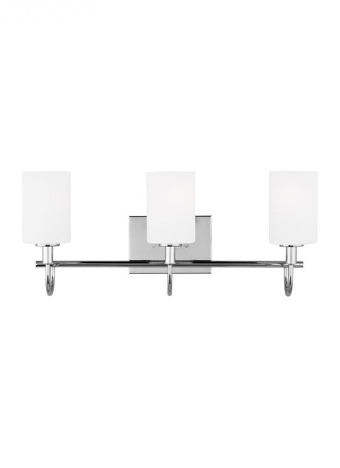 Visual Comfort & Co. Studio Collection Oak Moore Wall Sconce, 3-Light, Chrome, Etched / White Inside Shade, 23.88"W (4457103-05 70704YU) 