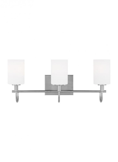 Visual Comfort & Co. Studio Collection Oak Moore Wall Sconce, 3-Light, Brushed Nickel, Etched / White Inside Shade, 23.88"W (4457103-962 70705V1) 