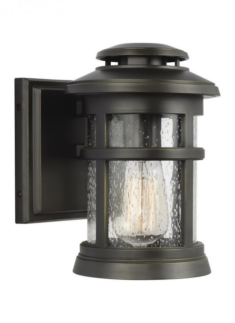 Visual Comfort & Co. Studio Collection Newport Lantern, 1-Light, Antique Bronze, Clear Seeded Shade, 9"H (OL14300ANBZ 706X57M) 