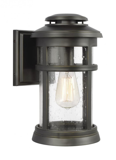 Visual Comfort & Co. Studio Collection Newport Lantern, 1-Light, Antique Bronze, Clear Seeded Shade, 13"H (OL14301ANBZ 706X57P) 