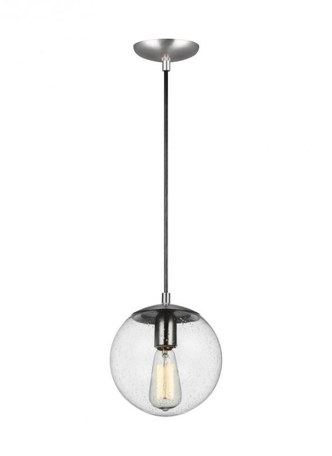 Visual Comfort & Co. Studio Collection Leo - Hanging Globe Pendant, 1-Light, Satin Aluminum, Clear Seeded Shade, 8"Dia (6501801-04 70709T0) 