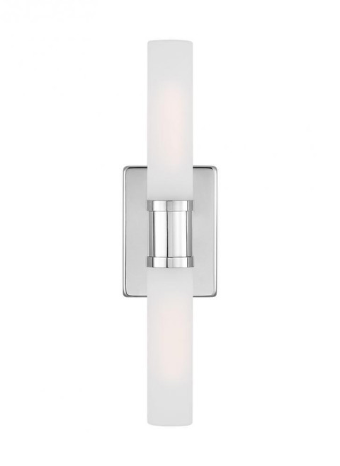 Visual Comfort & Co. Studio Collection Keaton Wall Sconce, 2-Light, Chrome, Satin Etched Shade, 20"H (4565002-05 70703WM) 