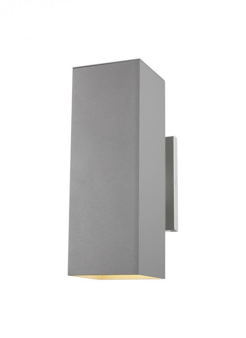 Visual Comfort & Co. Studio Collection Pohl Outdoor Wall Lantern, 2-Light, LED, Painted Brushed Nickel, Tempered Glass Shade, 14.25"H (8631702EN3-753 70732MT) 