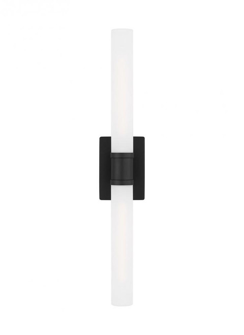 Visual Comfort & Co. Studio Collection Keaton Wall Sconce, 2-Light, Midnight Black, Satin Etched Shade, 30"H (4665002-112 70703WT) 