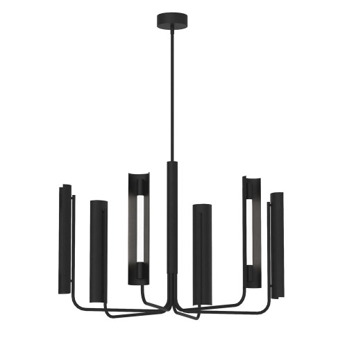 Visual Comfort & Co. Studio Collection Carson Chandelier, 1-Light, LED, Midnight Black, White Shade, 36.13"W (KC1076MBK 706X38E) 