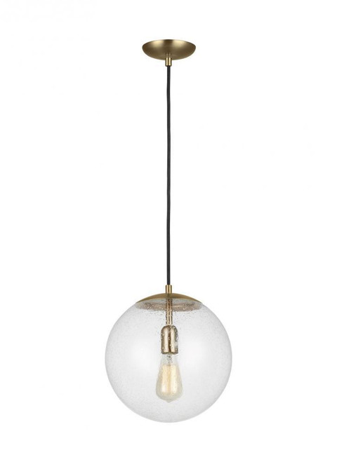 Visual Comfort & Co. Studio Collection Leo - Hanging Globe Pendant, 1-Light, LED, Satin Brass, Clear Seeded Shade, 12"W (6701801EN7-848 70709T8) 