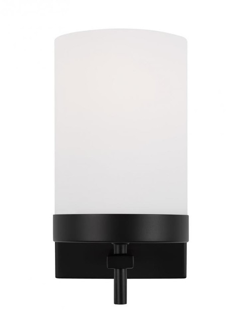 Visual Comfort & Co. Studio Collection Zire Wall / Bath Sconce, 1-Light, LED, Midnight Black, Etched / White Inside Shade, 7.88"H (4190301EN3-112 70707VA) 