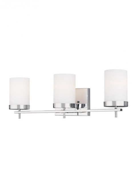 Visual Comfort & Co. Studio Collection Zire Bathroom Vanity Light, 3-Light, Chrome, Etched / White Inside Shade, 24"W (4490303-05 70707VL) 