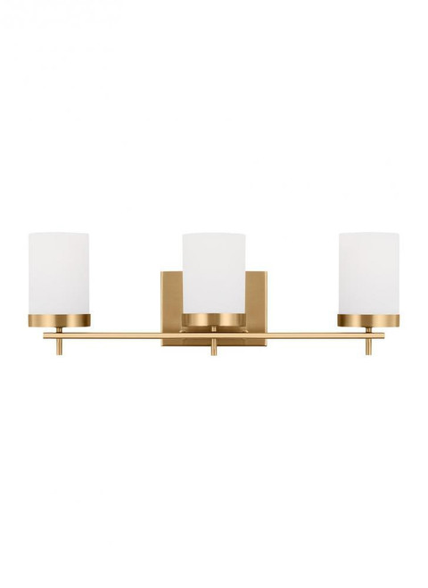 Visual Comfort & Co. Studio Collection Zire Wall / Bath Sconce, 3-Light, Satin Brass, Etched / White Inside Shade, 24"W (4490303-848 70707VP) 