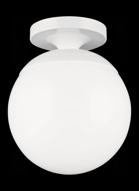 Visual Comfort & Co. Studio Collection Leo - Hanging Globe Semi Flush Mount, 1-Light, White, 8"Dia (7518-15 70709TH) 