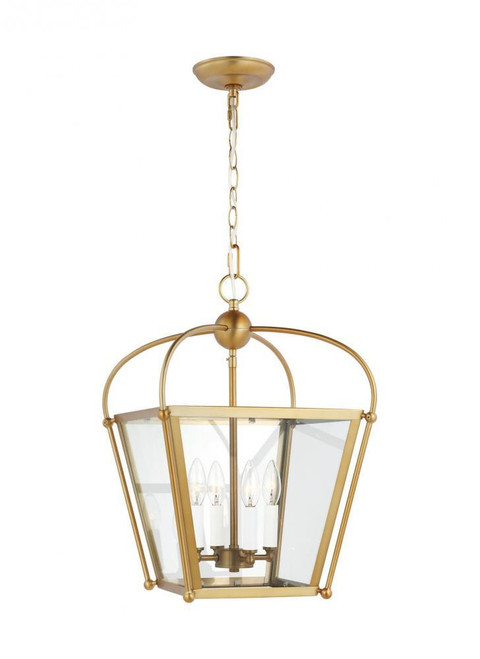 Visual Comfort & Co. Studio Collection Charleston Pendant, 4-Light, Satin Brass, Clear Shade, 13.88"W (5191004-848 706X84K) 