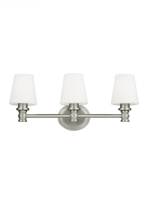Visual Comfort & Co. Studio Collection Xavierre Bathroom Vanity Light, 3-Light, Satin Nickel, Opal Etched Shade, 23.13"W (VS22103SN 706X65L) 