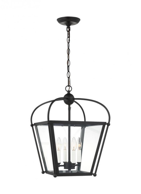 Visual Comfort & Co. Studio Collection Charleston Pendant, 4-Light, LED, Midnight Black, Clear Shade, 13.88"W (5191004EN-112 706X84N) 