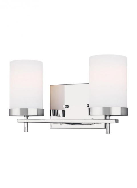 Visual Comfort & Co. Studio Collection Zire Bathroom Vanity Light, 2-Light, LED, Chrome, Etched / White Inside Shade, 14"W (4490302EN3-05 70732NF) 