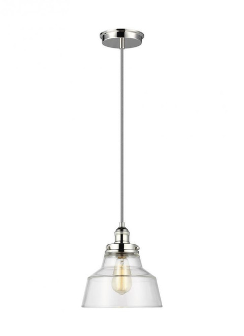 Visual Comfort & Co. Studio Collection Baskin Pendant, 1-Light, Polished Nickel, Clear Shade, 10"Dia (P1348PN 706X64V) 