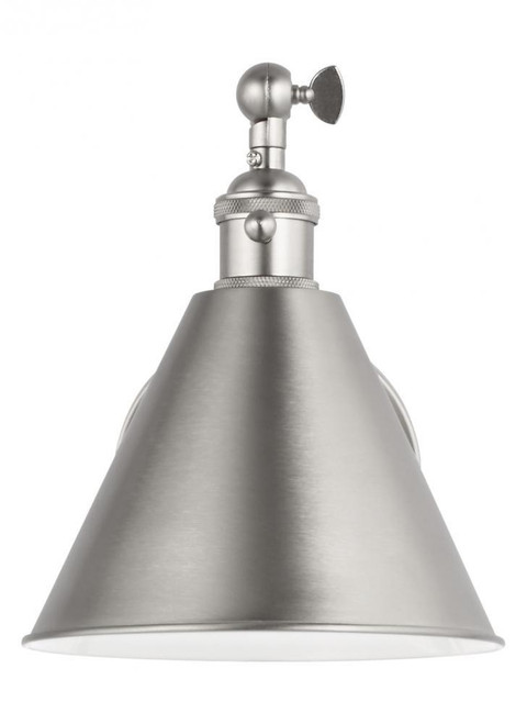 Visual Comfort & Co. Studio Collection Salem Single Arm Wall Sconce, 1-Light, LED, Brushed Nickel, 13.38"H (4198101EN3-962 70705XC) 