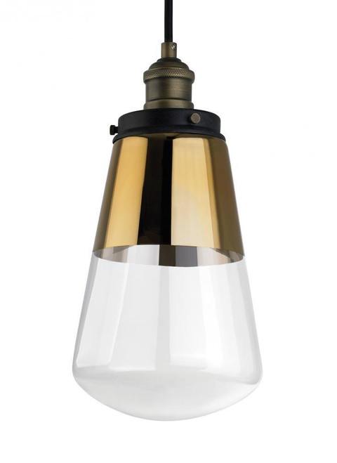 Visual Comfort & Co. Studio Collection Waveform Mini Pendant, 1-Light, Painted Aged Brass, Dark Weathered Zinc, 7.38"Dia (P1372PAGB/DWZ 706X64Y) 