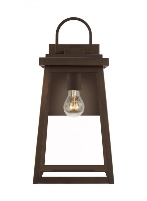 Visual Comfort & Co. Studio Collection Founders Outdoor Wall Lantern, 1-Light, Antique Bronze, Clear Shade, 18"H (8748401-71 70701Z4) 