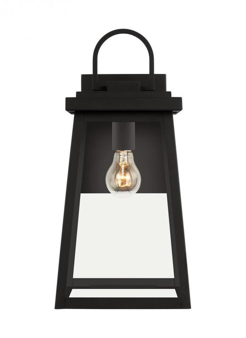 Visual Comfort & Co. Studio Collection Founders Outdoor Wall Lantern, 1-Light, LED, Black, Clear Shade, 18"H (8748401EN7-12 70701Z7) 