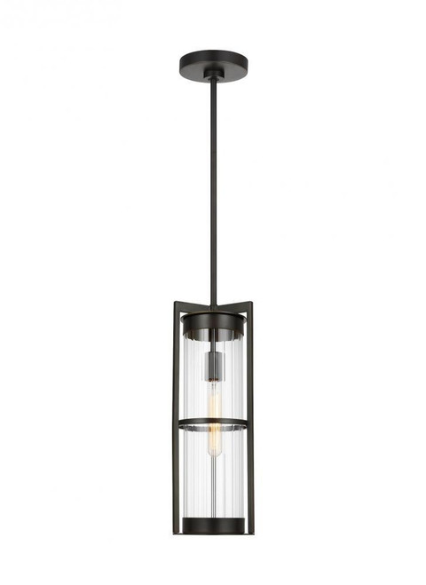 Visual Comfort & Co. Studio Collection Alcona Outdoor Pendant Lantern, 1-Light, LED, Antique Bronze, Clear Shade, 18"H (6226701EN7-71 70708RY) 