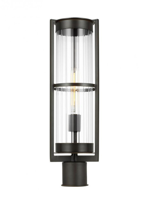 Visual Comfort & Co. Studio Collection Alcona Outdoor Post Lantern, 1-Light, LED, Antique Bronze, Clear Shade, 21"H (8226701EN7-71 70708T0) 
