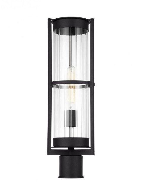 Visual Comfort & Co. Studio Collection Alcona Outdoor Post Lantern, 1-Light, LED, Black, Clear Shade, 21"H (8226701EN7-12 70708RZ) 