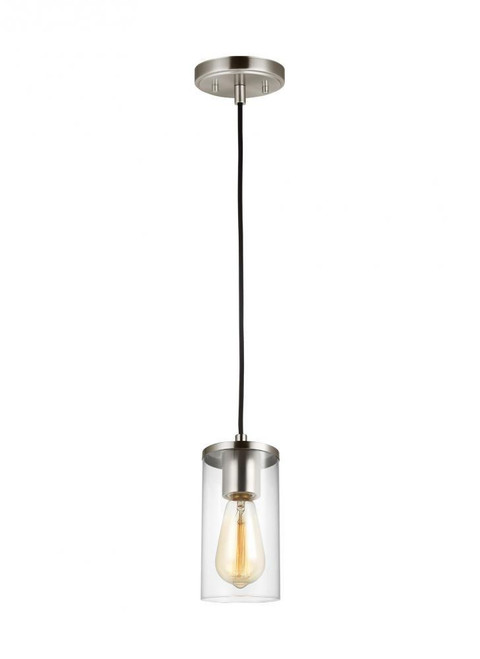 Visual Comfort & Co. Studio Collection Zire Mini Pendant, 1-Light, LED, Brushed Nickel, Clear Shade, 4"W (6190301EN7-962 70732NT) 