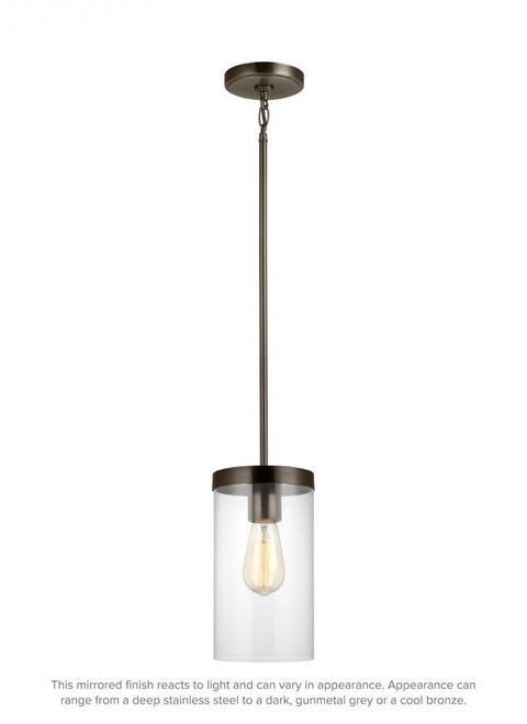 Visual Comfort & Co. Studio Collection Zire Pendant, 1-Light, LED, Brushed Oil Rubbed Bronze, Clear Shade, 6"W (6590301EN7-778 70732NV) 