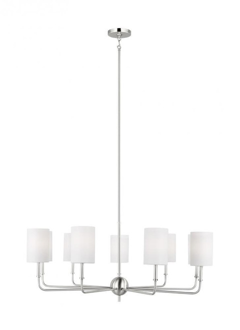 Visual Comfort & Co. Studio Collection Foxdale Chandelier, 9-Light, LED, Brushed Nickel, White Linen Shade, 36"W (3109309EN-962 70701ZL) 