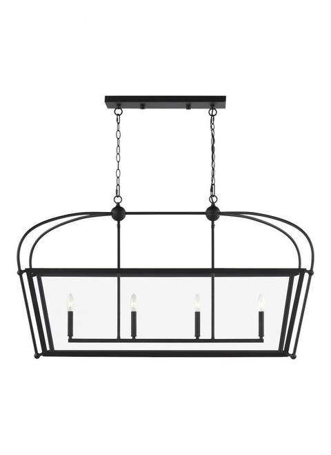 Visual Comfort & Co. Studio Collection Charleston Pendant, 4-Light, LED, Midnight Black, Clear Shade, 46"L (6691004EN-112 706X855) 