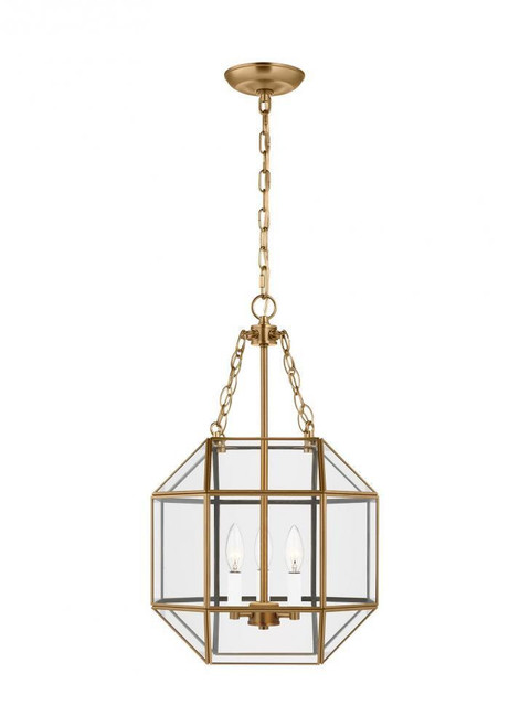 Visual Comfort & Co. Studio Collection Morrison Pendant, 3-Light, LED, Satin Brass, Clear Shade, 13.5"W (5179403EN-848 70703ZJ) 