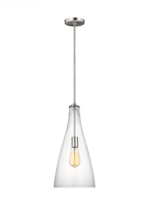 Visual Comfort & Co. Studio Collection Arilda Mini Pendant, 1-Light, LED, Brushed Nickel, Clear Shade, 9"W (6537001EN7-962 70708TA) 