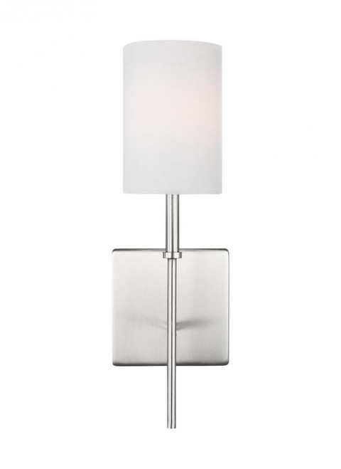 Visual Comfort & Co. Studio Collection Foxdale Wall Sconce, 1-Light, Brushed Nickel, White Linen Shade, 15.38"H (4109301-962 70701ZV) 